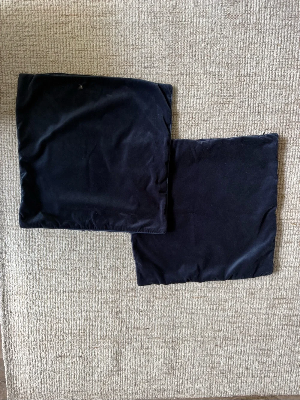 Pair of Solid Navy Velvet Pillow Covers 22”